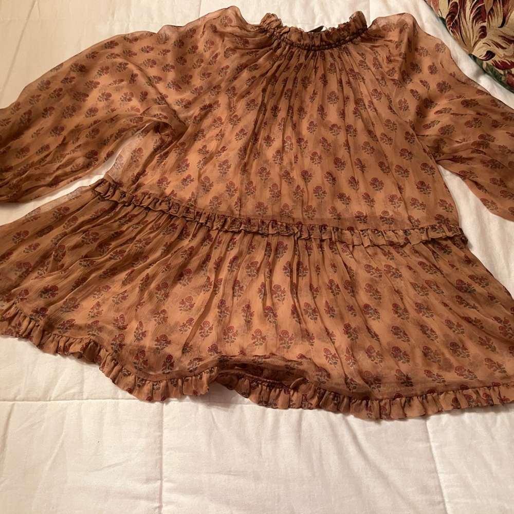 Zimmerman NWT karmic stamp ruffle blouse, retail $480
